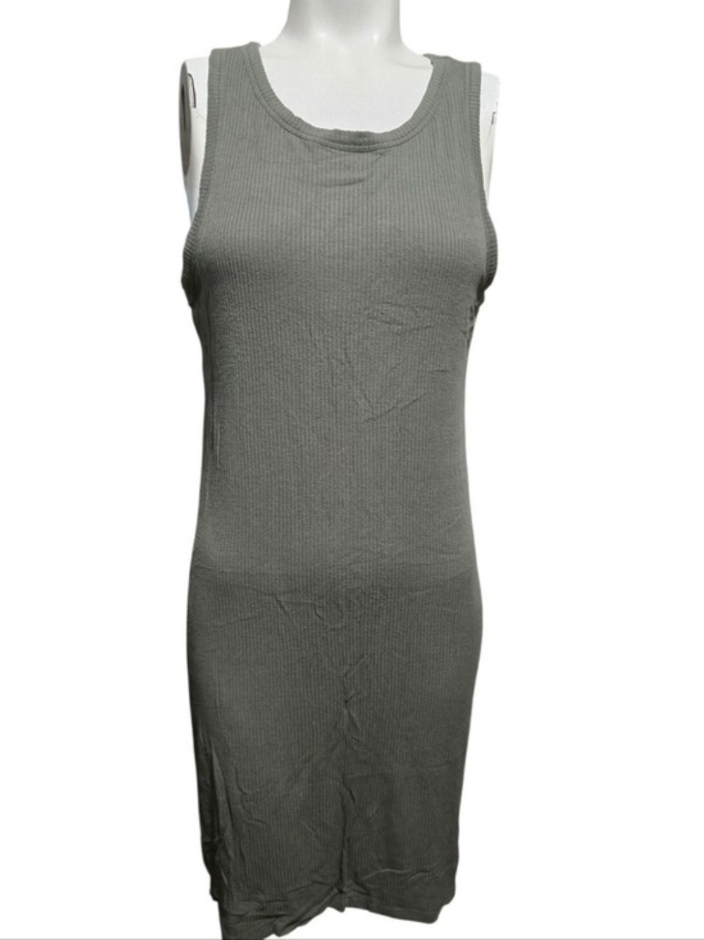 Mossimo Ribbed Tank Mini Dress Green Sleeveless Casual Stretchy Size M